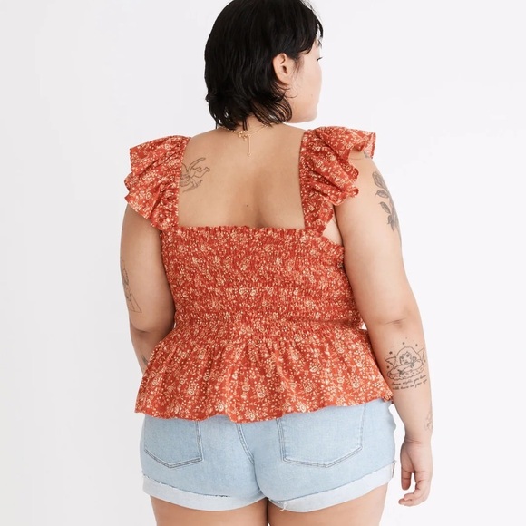 Madewell Plus Lucie Smocked Peplum Top in Piazza Floral NWT 24W - Picture 3 of 12